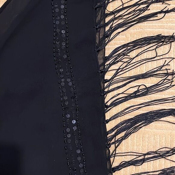 NWT Bijoux Terner beautiful black shawl/wrap with sequins and fringe - Picture 2 of 7